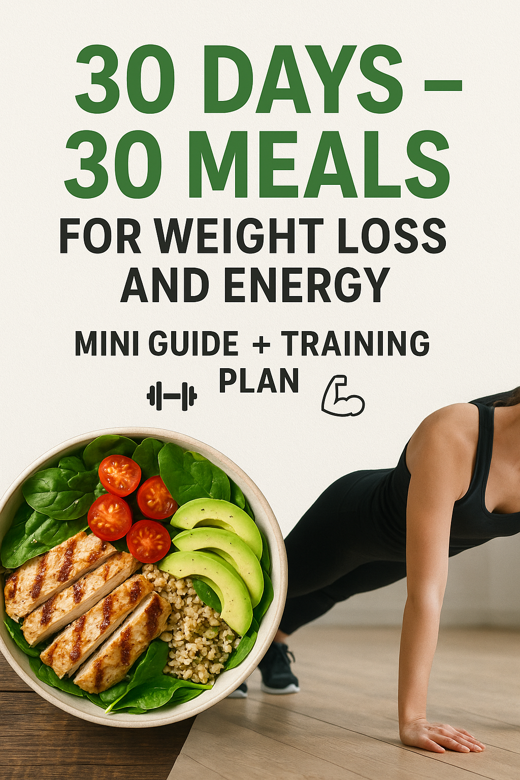 🌿 30 Days – 30 Meals for Weight Loss and Energy: Mini Guide + Training Plan 🏋️♂️💪